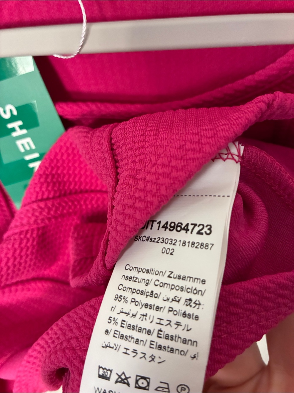 ๐ New! SHEIN Ribbed Square-Neck Crop Top Pink Fitted Stretchy Small NWT - Picture 5 of 7